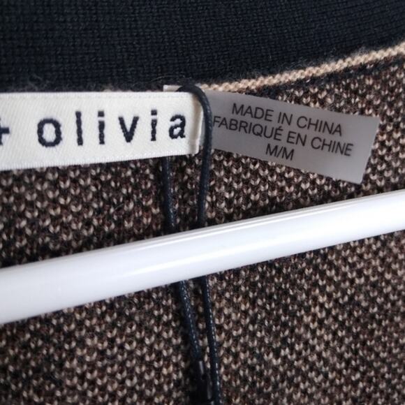 alice + olivia Bradford Grandpa Leopard Wool Blend Cardigan Sweater Size Medium - Picture 13 of 16